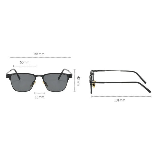 Titanium Square Half-Frame Sunglasses